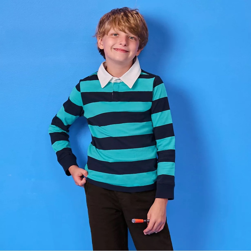 Classic Navy & Baltic Stripe Boys Rugby Shirt